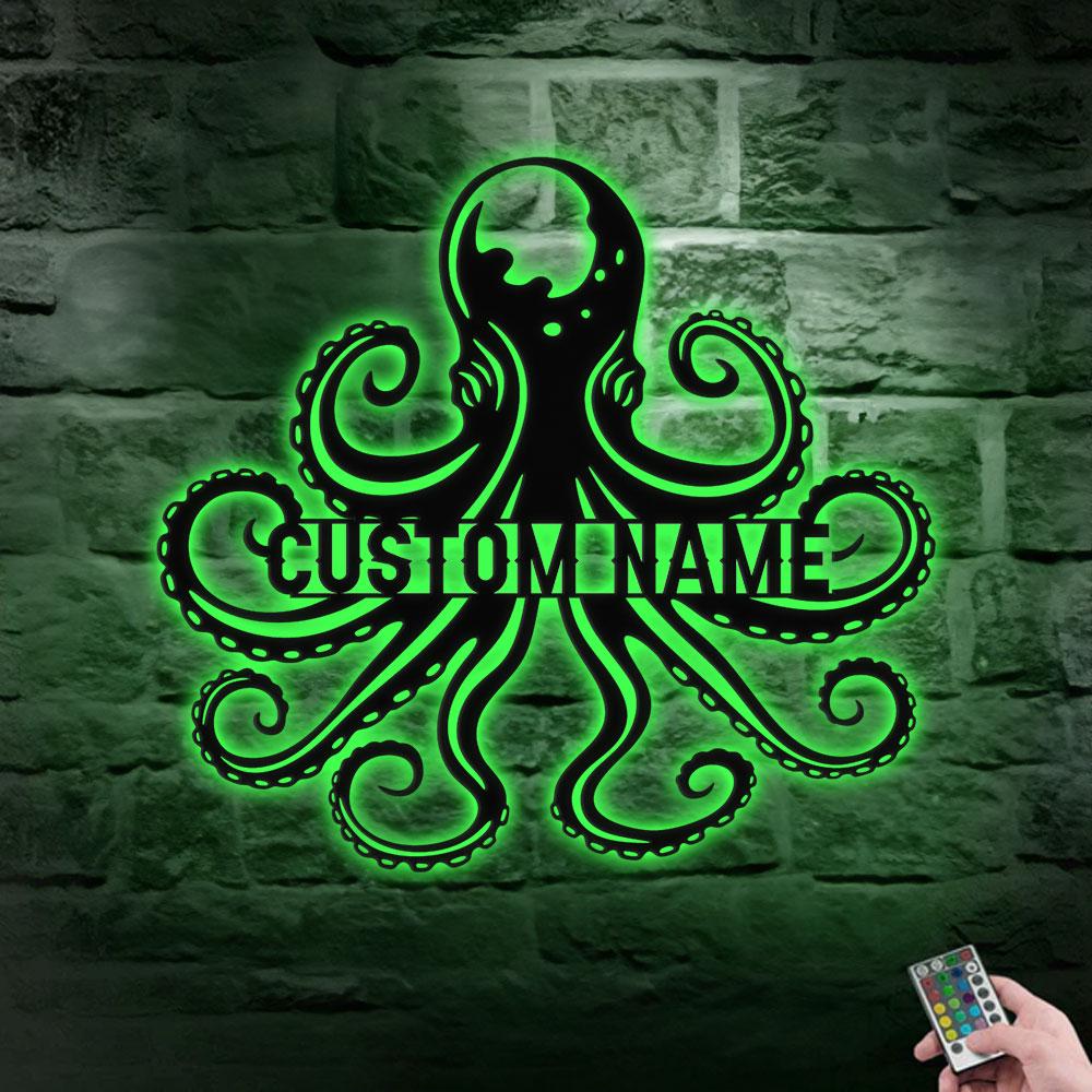 Angry Octopus Metal Welder Sign, Personalized Family Name Metal Sign, Outdoor Door Decor, Octopus Wall Art, Housewarming