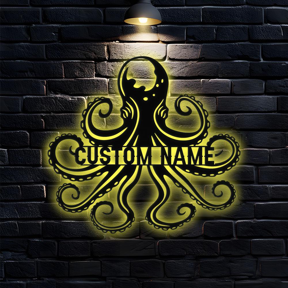 Angry Octopus Metal Welder Sign, Personalized Family Name Metal Sign, Outdoor Door Decor, Octopus Wall Art, Housewarming