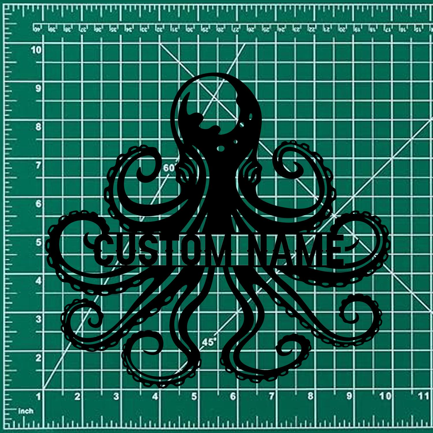Angry Octopus Metal Welder Sign, Personalized Family Name Metal Sign, Outdoor Door Decor, Octopus Wall Art, Housewarming