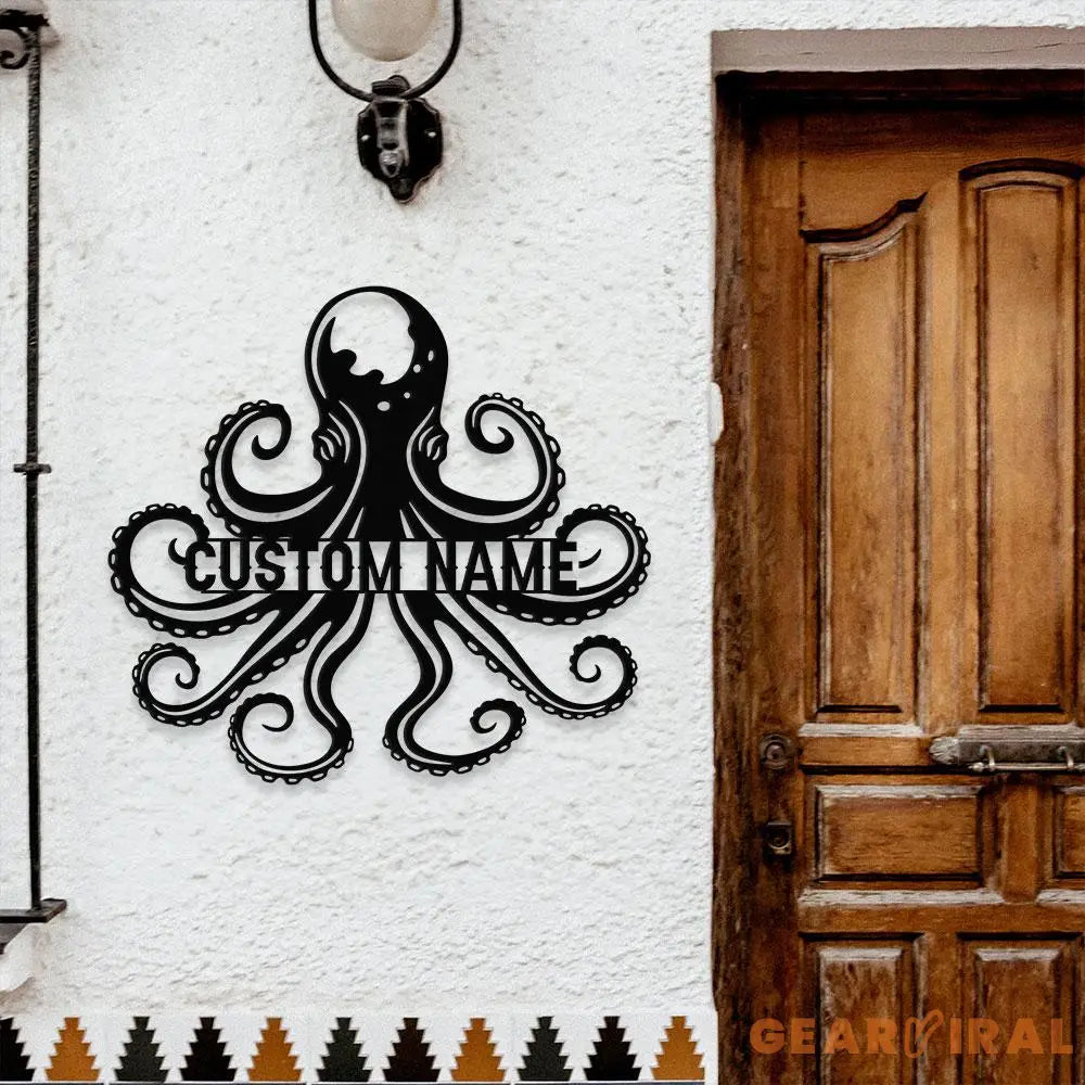 Angry Octopus Metal Welder Sign Personalized Family Name Metal Sign Outdoor Door Decor Octopus Wall Art Housewarming