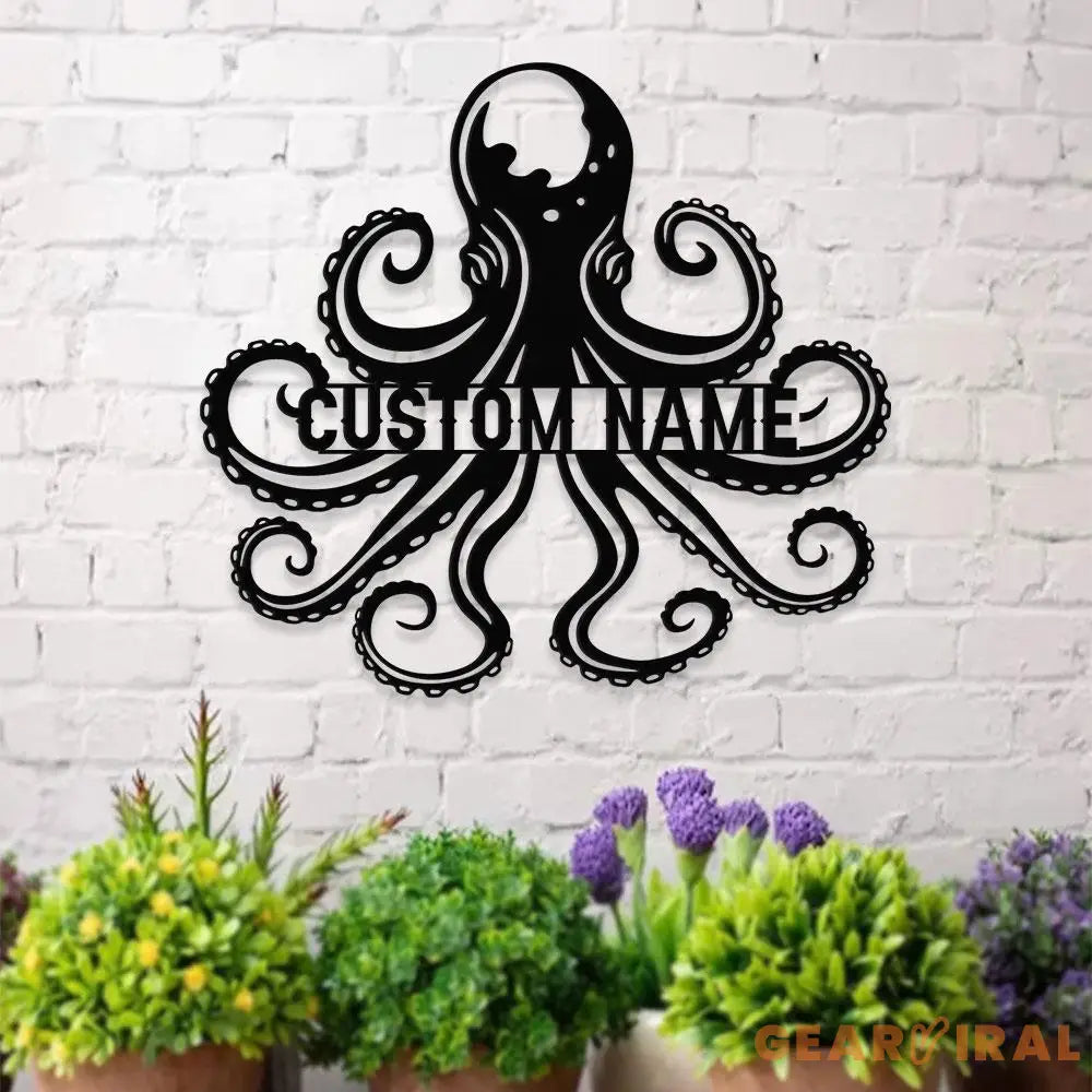 Angry Octopus Metal Welder Sign Personalized Family Name Metal Sign Outdoor Door Decor Octopus Wall Art Housewarming