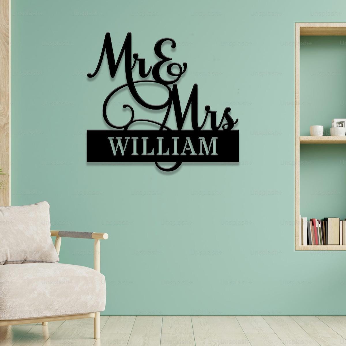 Anniversary Custom Name Metal Sign Name Sign, Personalized Split Letter Last Name, Couple Sign, Couple Outdoor Door Monogram