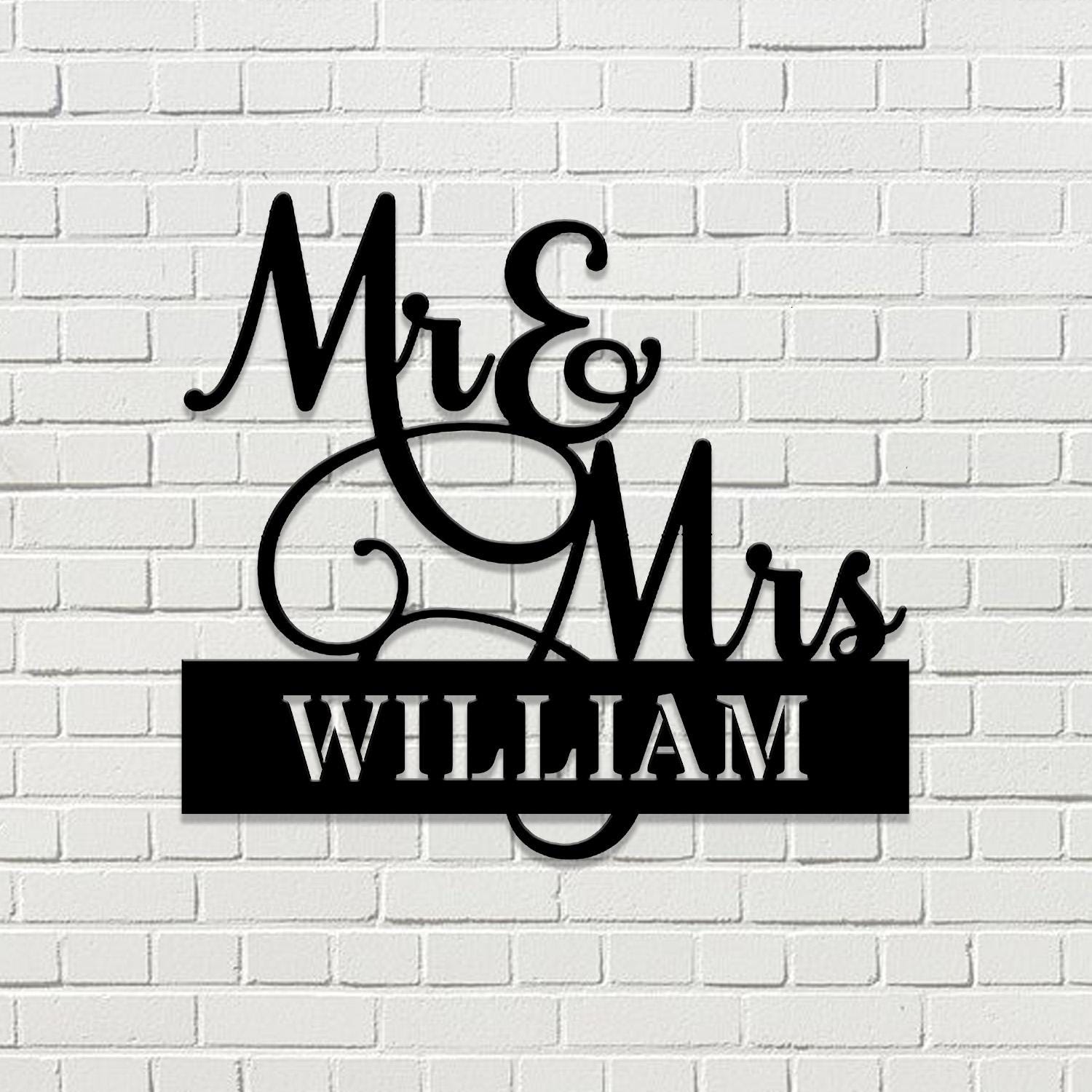 Anniversary Custom Name Metal Sign Name Sign, Personalized Split Letter Last Name, Couple Sign, Couple Outdoor Door Monogram