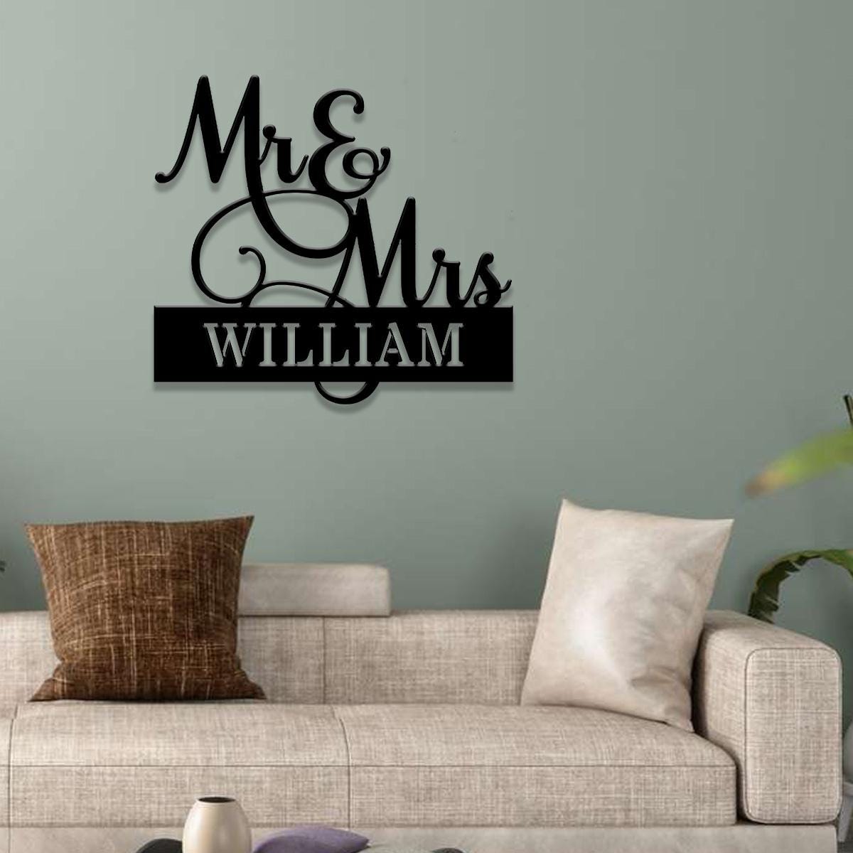 Anniversary Custom Name Metal Sign Name Sign, Personalized Split Letter Last Name, Couple Sign, Couple Outdoor Door Monogram