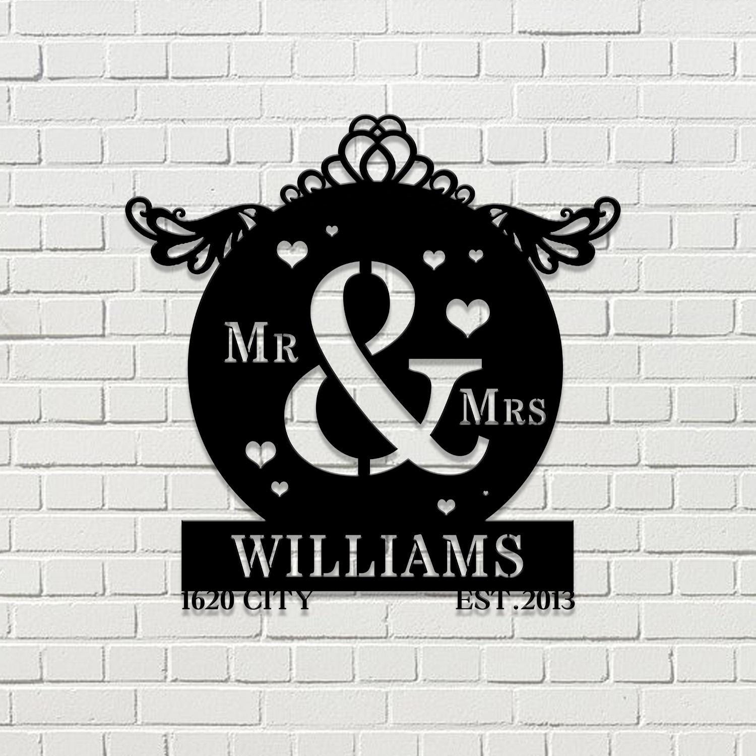 Anniversary Metal Sign Decorative Name Sign, Personalized Split Letter Last Name, Personalize Sign, Outdoor Door Hanger, Housewarming