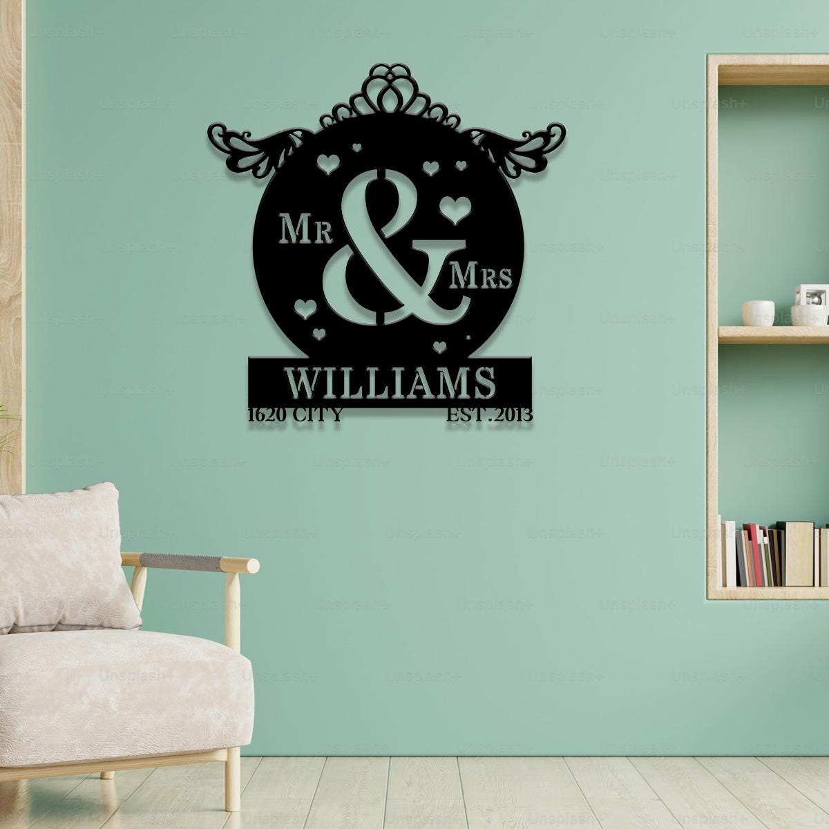 Anniversary Metal Sign Decorative Name Sign, Personalized Split Letter Last Name, Personalize Sign, Outdoor Door Hanger, Housewarming