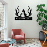 Antler Family Name Metal LED Sign - Personalized Monogram Wall Art - Last Name Initial Hanging - Housewarming Gift - Christmas Decor