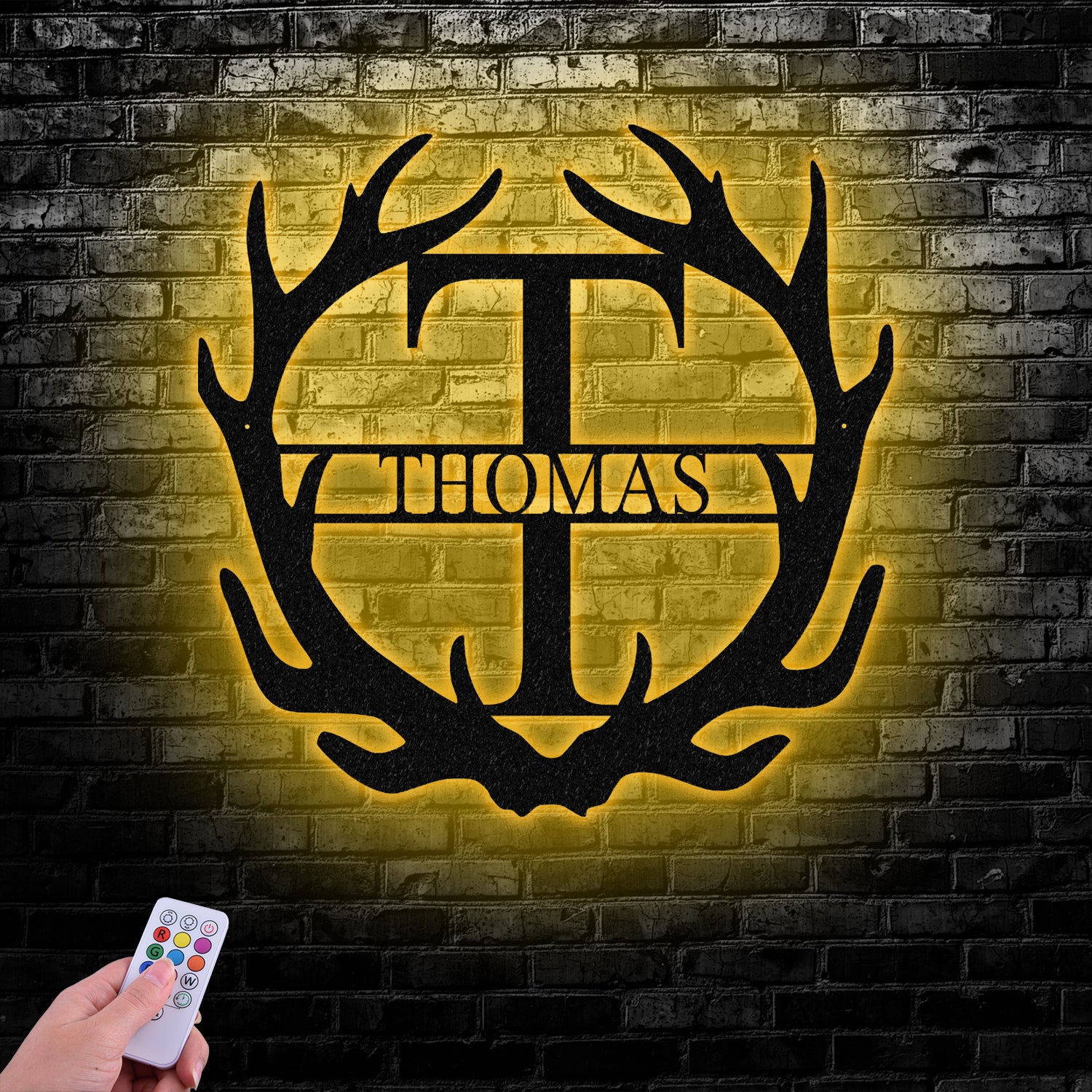 Antler Monogram Letter Sign, Metal Wall Art LED Light, Home Decor, Hunter Gift - Gearviral