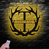 Antler Monogram Letter Sign, Metal Wall Art LED Light, Home Decor, Hunter Gift - Gearviral