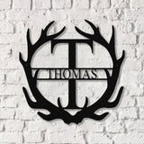 Antler Monogram Letter Sign, Metal Wall Art LED Light, Home Decor, Hunter Gift - Gearviral
