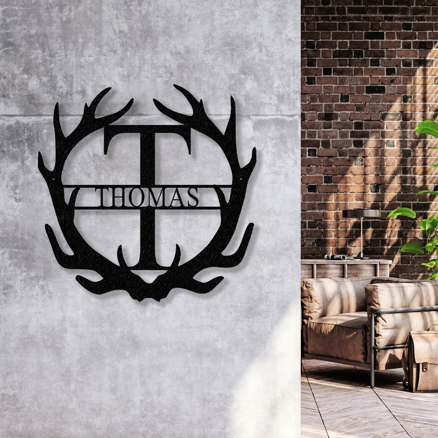 Antler Monogram Letter Sign, Metal Wall Art LED Light, Home Decor, Hunter Gift - Gearviral