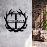 Antler Monogram Letter Sign Metal Wall Art LED Light Home Decor Hunter Gift - Gearviral