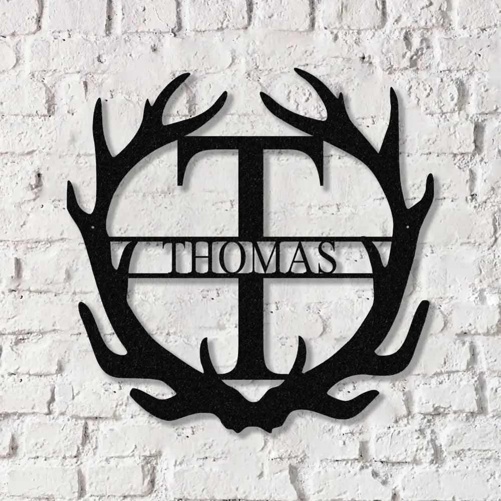 Antler Monogram Letter Sign Metal Wall Art LED Light Home Decor Hunter Gift - Gearviral