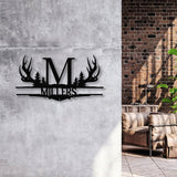 Antler Monogram Letter Sign, Metal Wall Art LED Light, Home Decor, Hunter Gift Vs2 - Gearviral