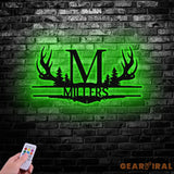 Antler Monogram Letter Sign Metal Wall Art LED Light Home Decor Hunter Gift Vs2 - Gearviral