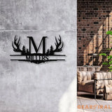 Antler Monogram Letter Sign Metal Wall Art LED Light Home Decor Hunter Gift Vs2 - Gearviral