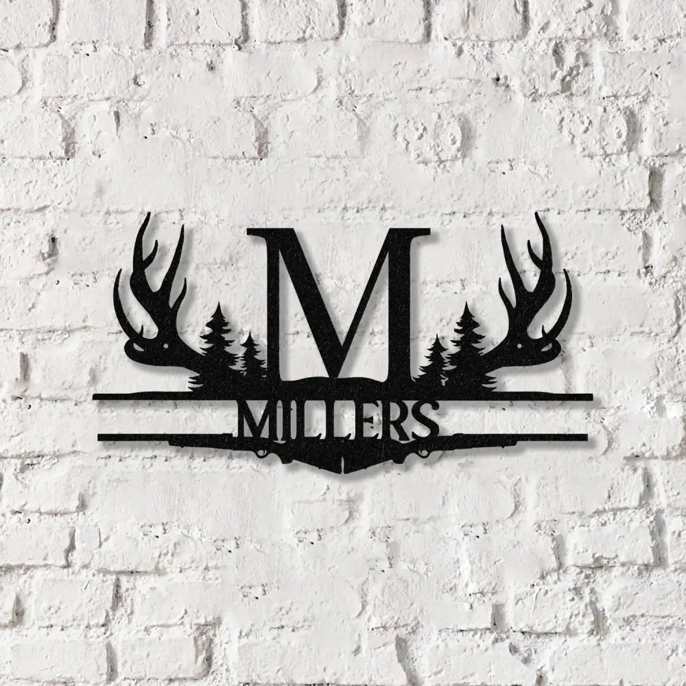 Antler Monogram Letter Sign Metal Wall Art LED Light Home Decor Hunter Gift Vs2 - Gearviral