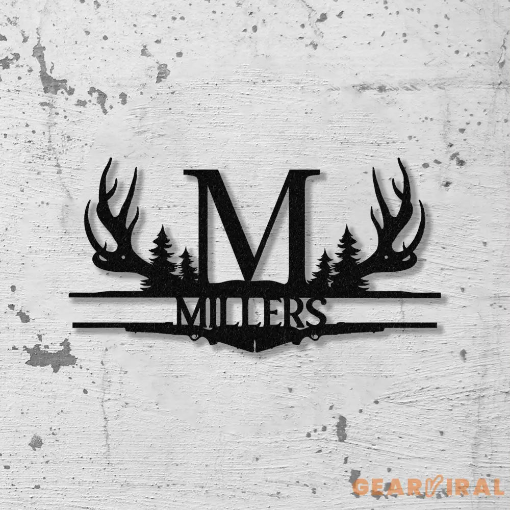 Antler Monogram Letter Sign Metal Wall Art LED Light Home Decor Hunter Gift Vs2 - Gearviral