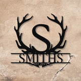 Antler Monogram Letter Sign, Metal Wall Art LED Light, Home Decor, Hunter Gift Vs3 - Gearviral