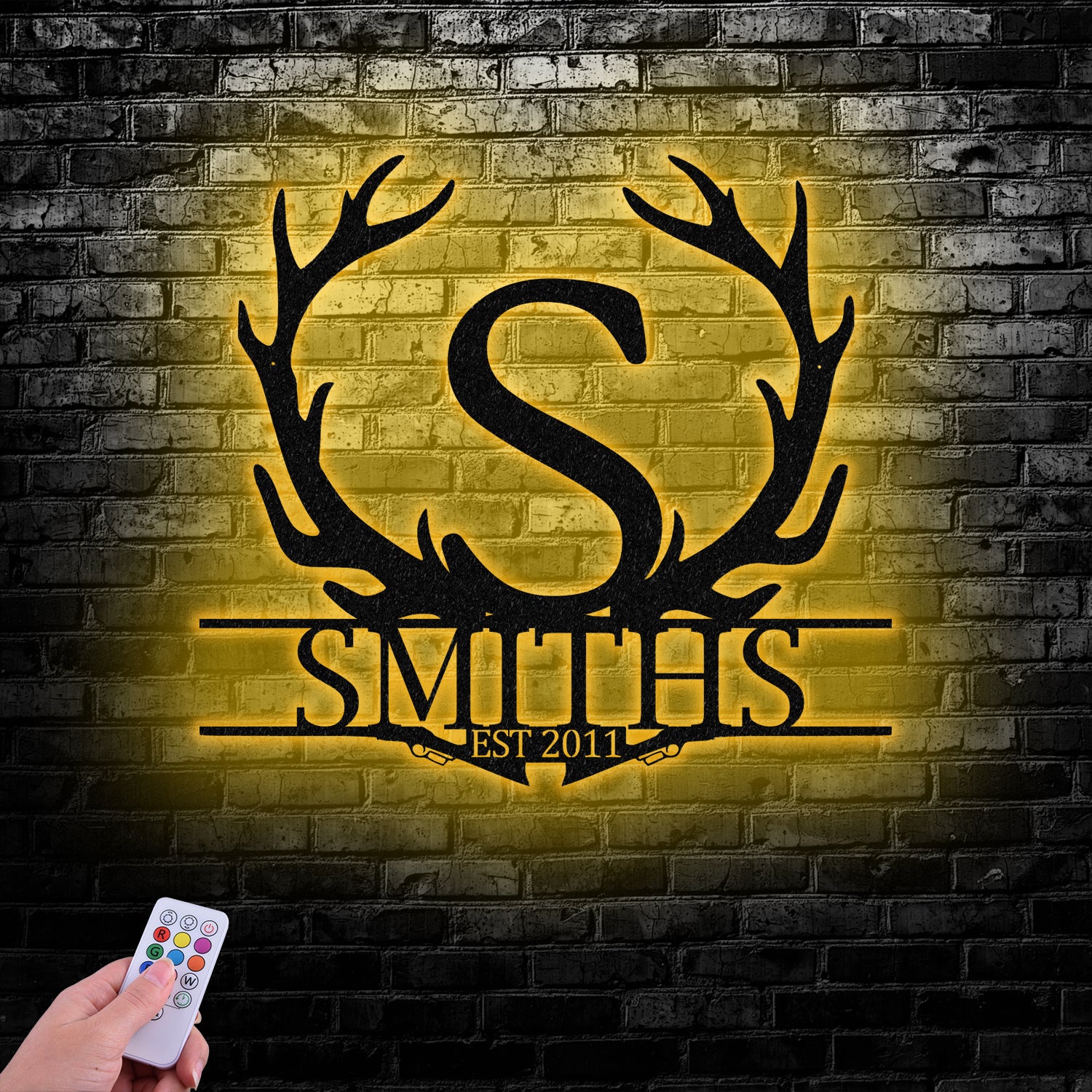 Antler Monogram Letter Sign, Metal Wall Art LED Light, Home Decor, Hunter Gift Vs3 - Gearviral