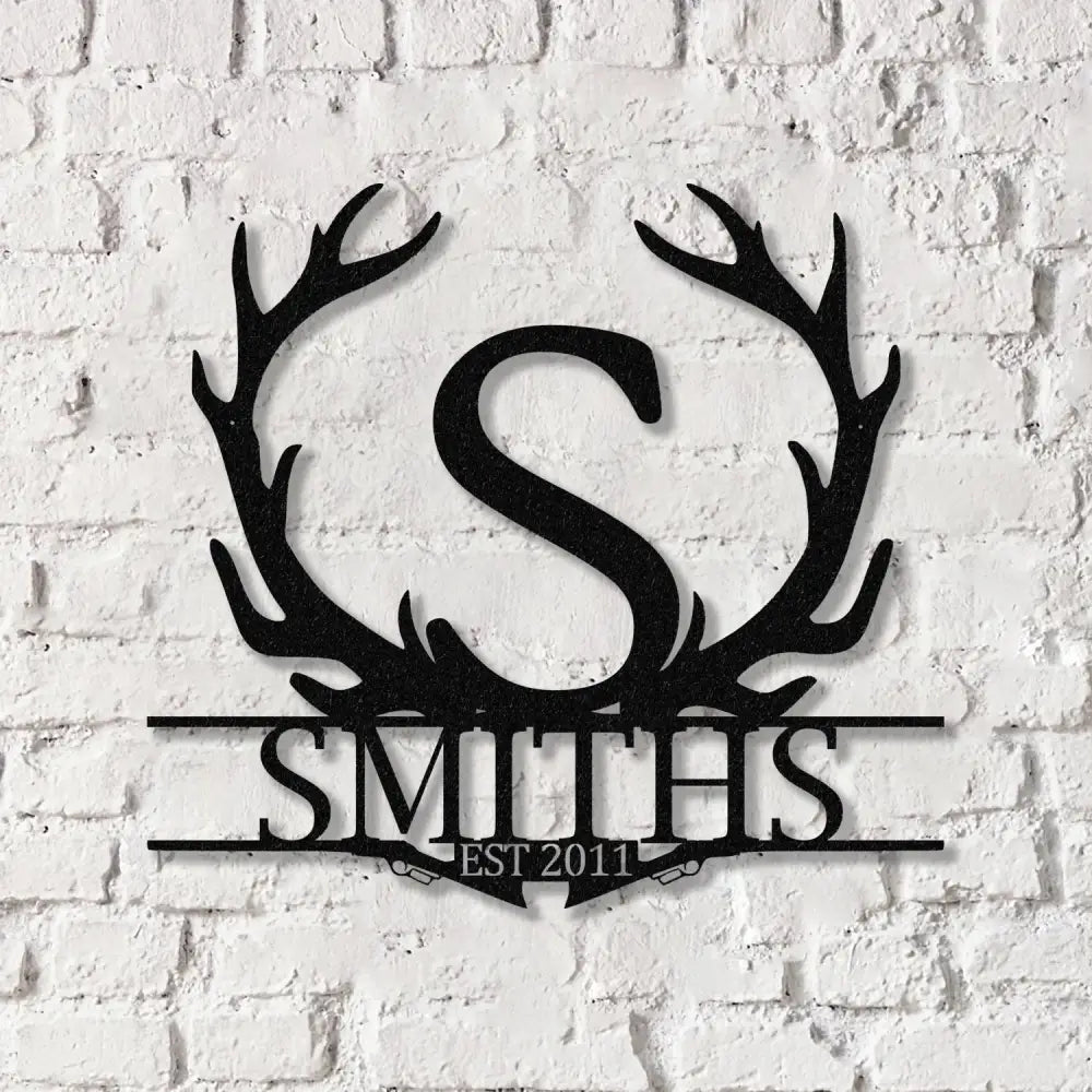 Antler Monogram Letter Sign Metal Wall Art LED Light Home Decor Hunter Gift Vs3 - Gearviral