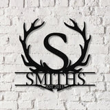 Antler Monogram Letter Sign Metal Wall Art LED Light Home Decor Hunter Gift Vs3 - Gearviral