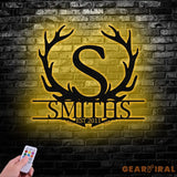 Antler Monogram Letter Sign Metal Wall Art LED Light Home Decor Hunter Gift Vs3 - Gearviral