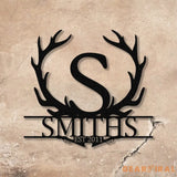 Antler Monogram Letter Sign Metal Wall Art LED Light Home Decor Hunter Gift Vs3 - Gearviral