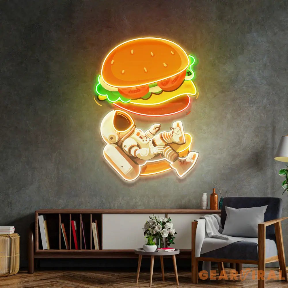 Astronaut and Burger Led Neon Acrylic Artwork