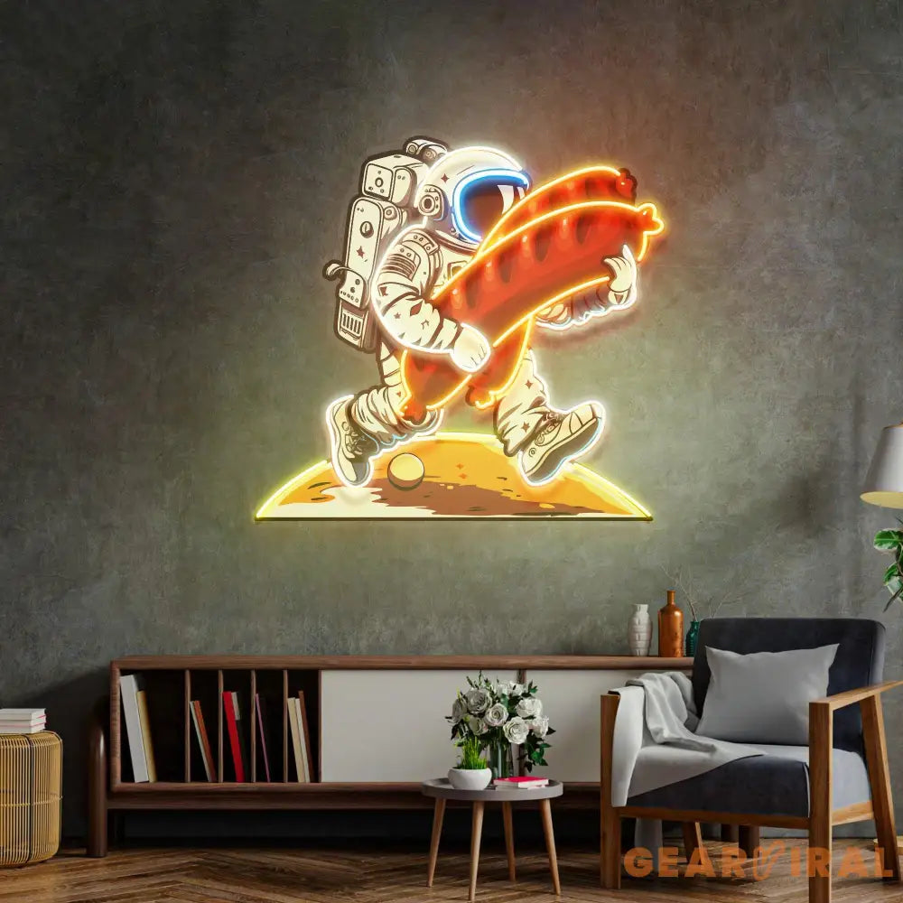 Astronaut and Sausage Led Neon Acrylic Artwork