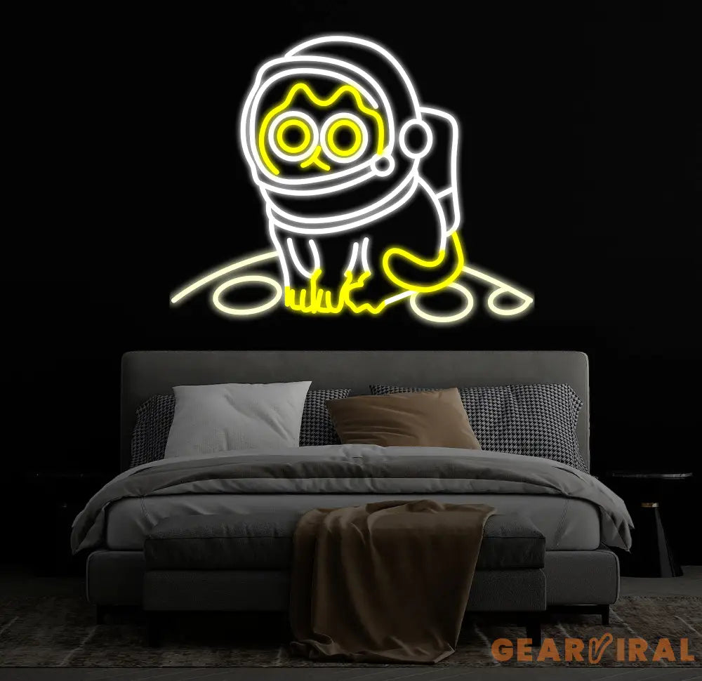 Astronaut Cat Sitting on The Moon Neon Sign Led Neon Lights for Wall Decor Light Up Signs for Bedroom Party Decorations