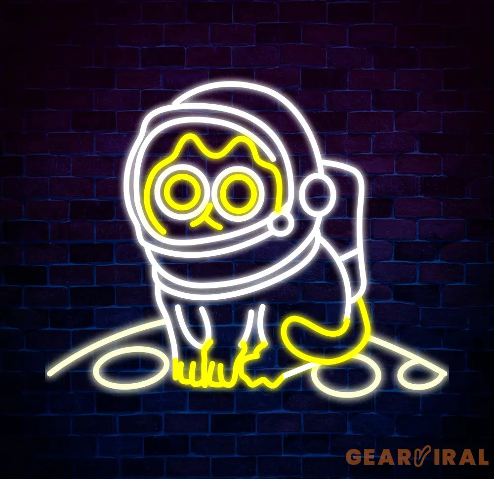 Astronaut Cat Sitting on The Moon Neon Sign Led Neon Lights for Wall Decor Light Up Signs for Bedroom Party Decorations