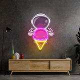 Astronaut Cream Space Led Neon Acrylic Artwork