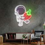 Astronaut Holding Strawberry Led Neon Acrylic Artwork