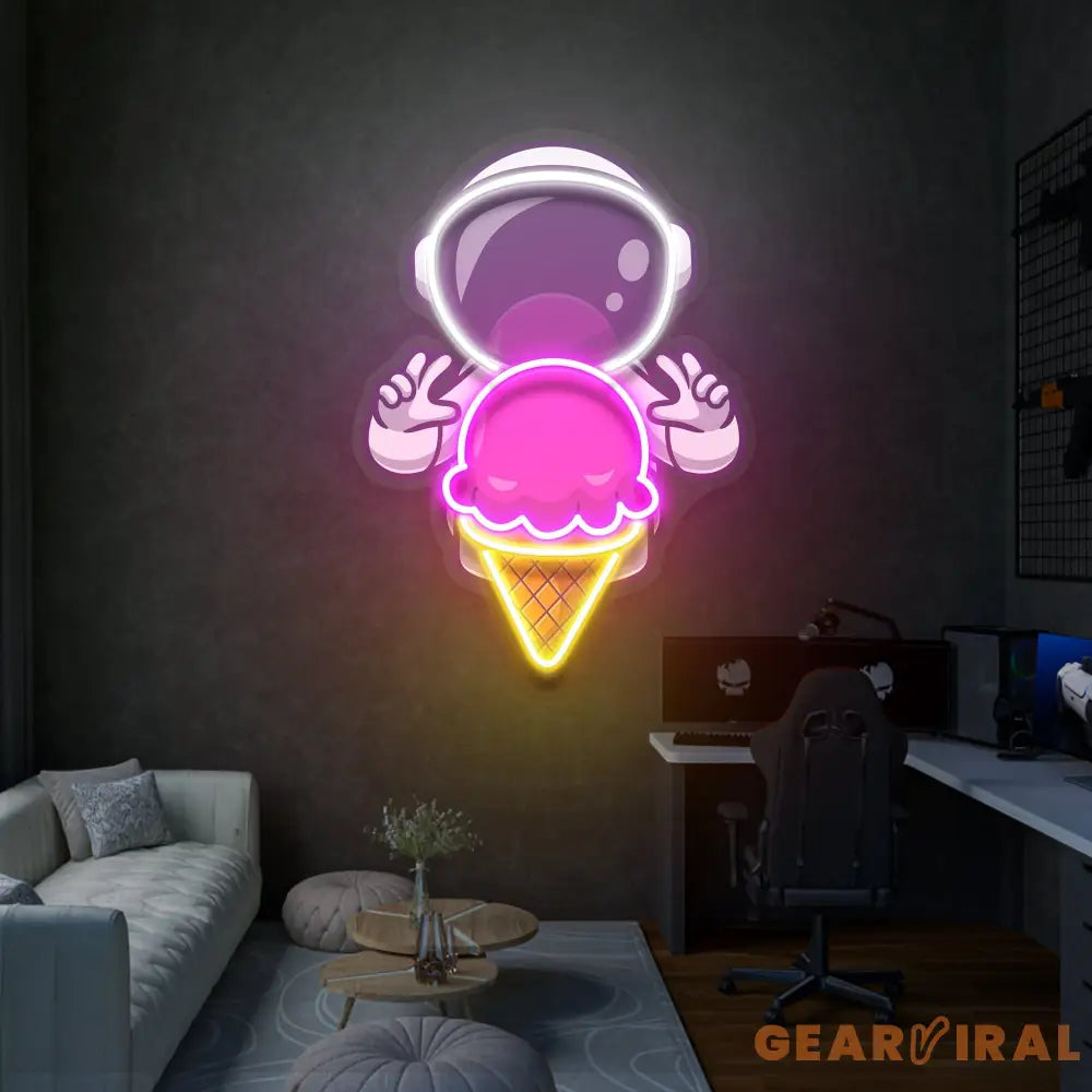 Astronaut Ice Cream Art work Led Neon Sign Light