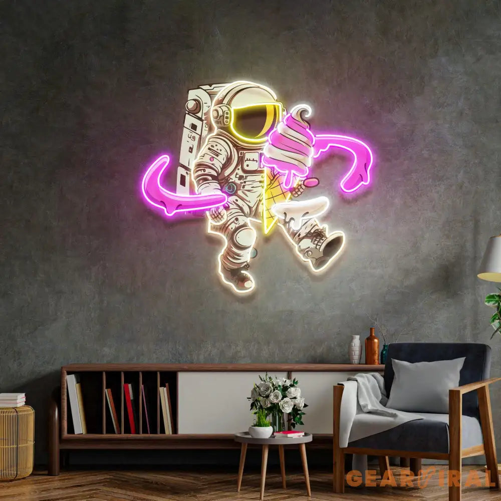 Astronaut Ice Cream Led Neon Acrylic Artwork