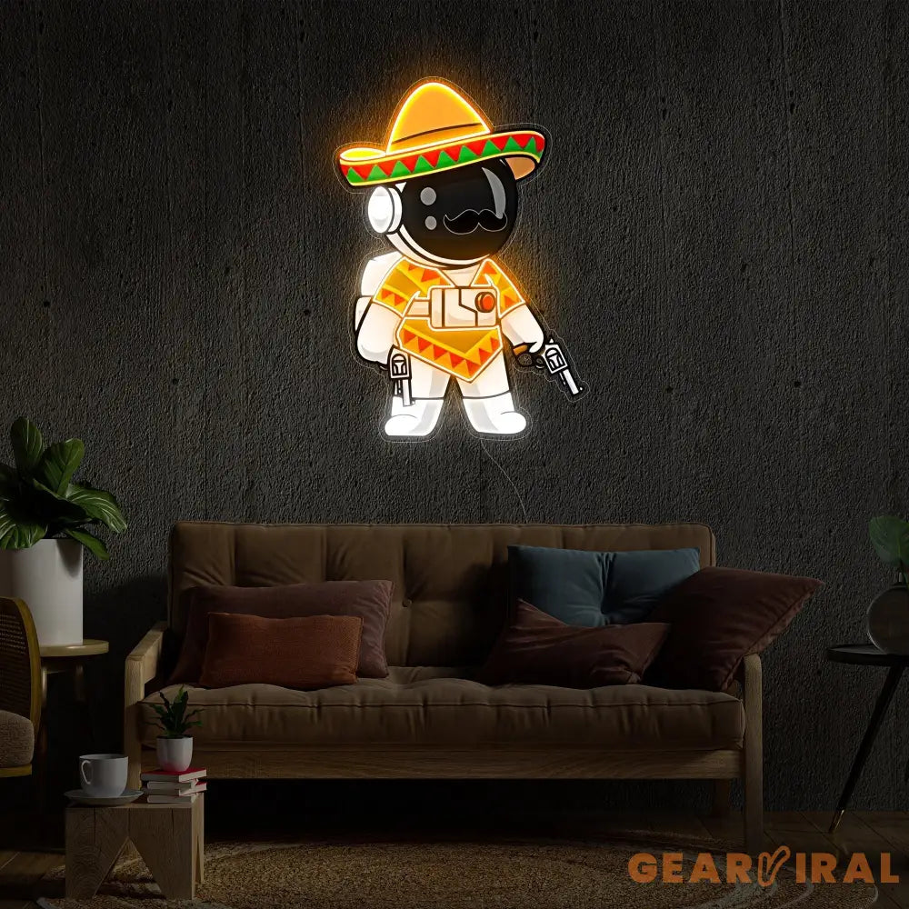 Astronaut Mexican Guns Led Neon Acrylic Artwork
