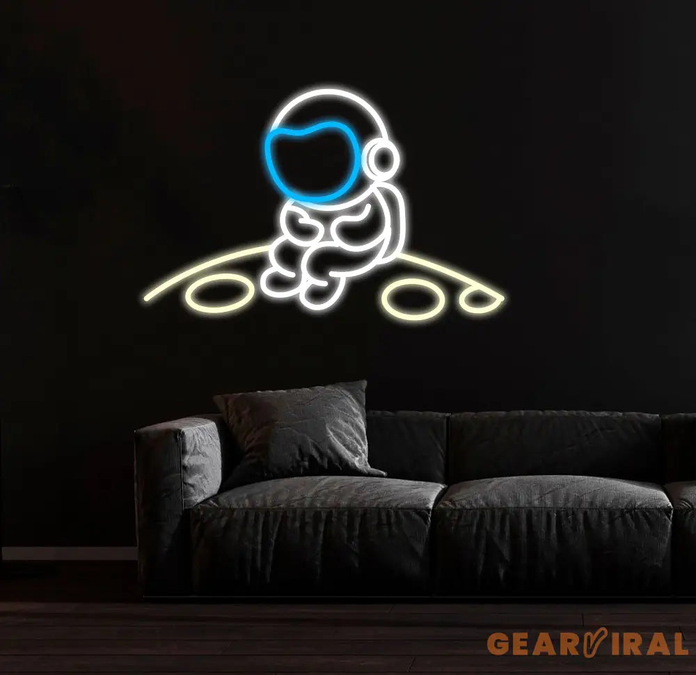 Astronaut Neon Sign Large Spaceman Sitting On The Planet LED Neon Sign Big Neon Light Sign Kid Room Decor Birthday Gifts
