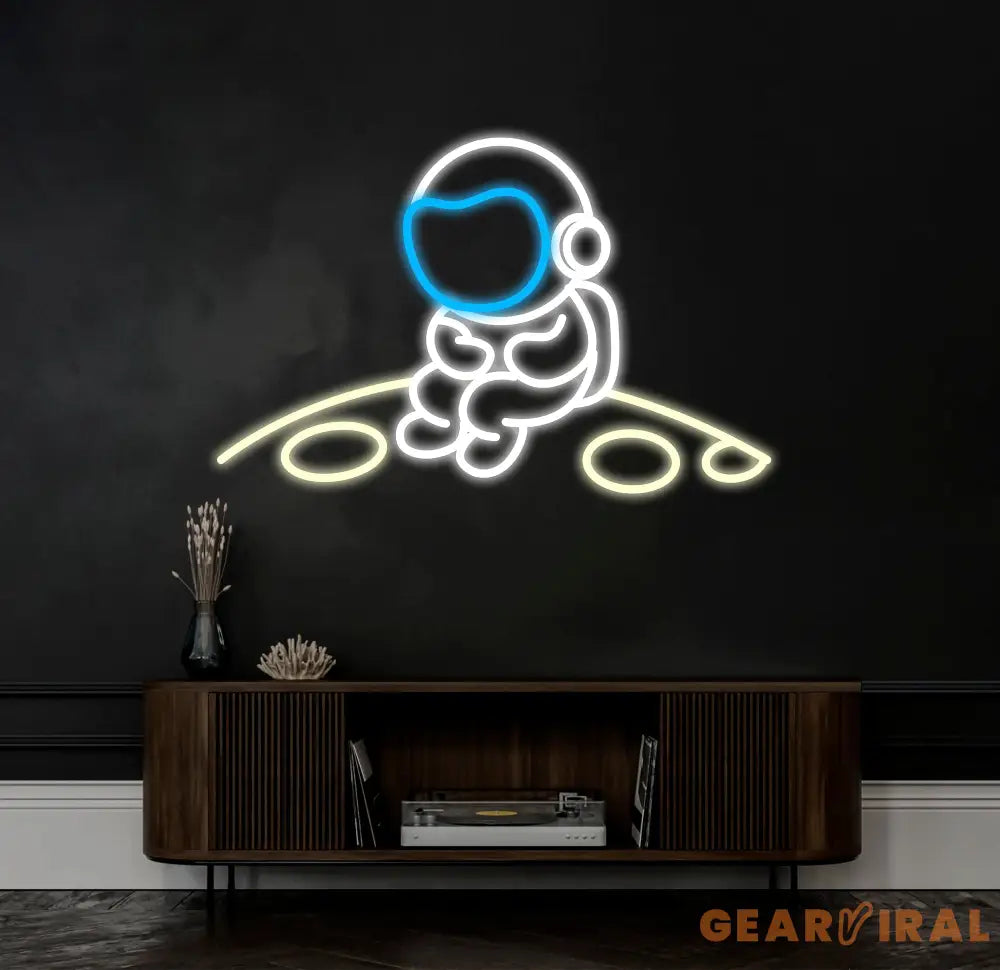 Astronaut Neon Sign Large Spaceman Sitting On The Planet LED Neon Sign Big Neon Light Sign Kid Room Decor Birthday Gifts