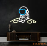 Astronaut Neon Sign Large Spaceman Sitting On The Planet LED Neon Sign Big Neon Light Sign Kid Room Decor Birthday Gifts