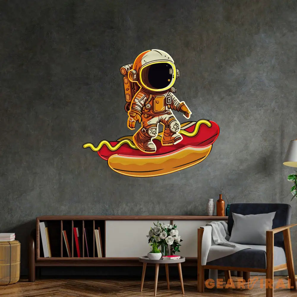 Astronaut on Hotdog Led Neon Acrylic Artwork