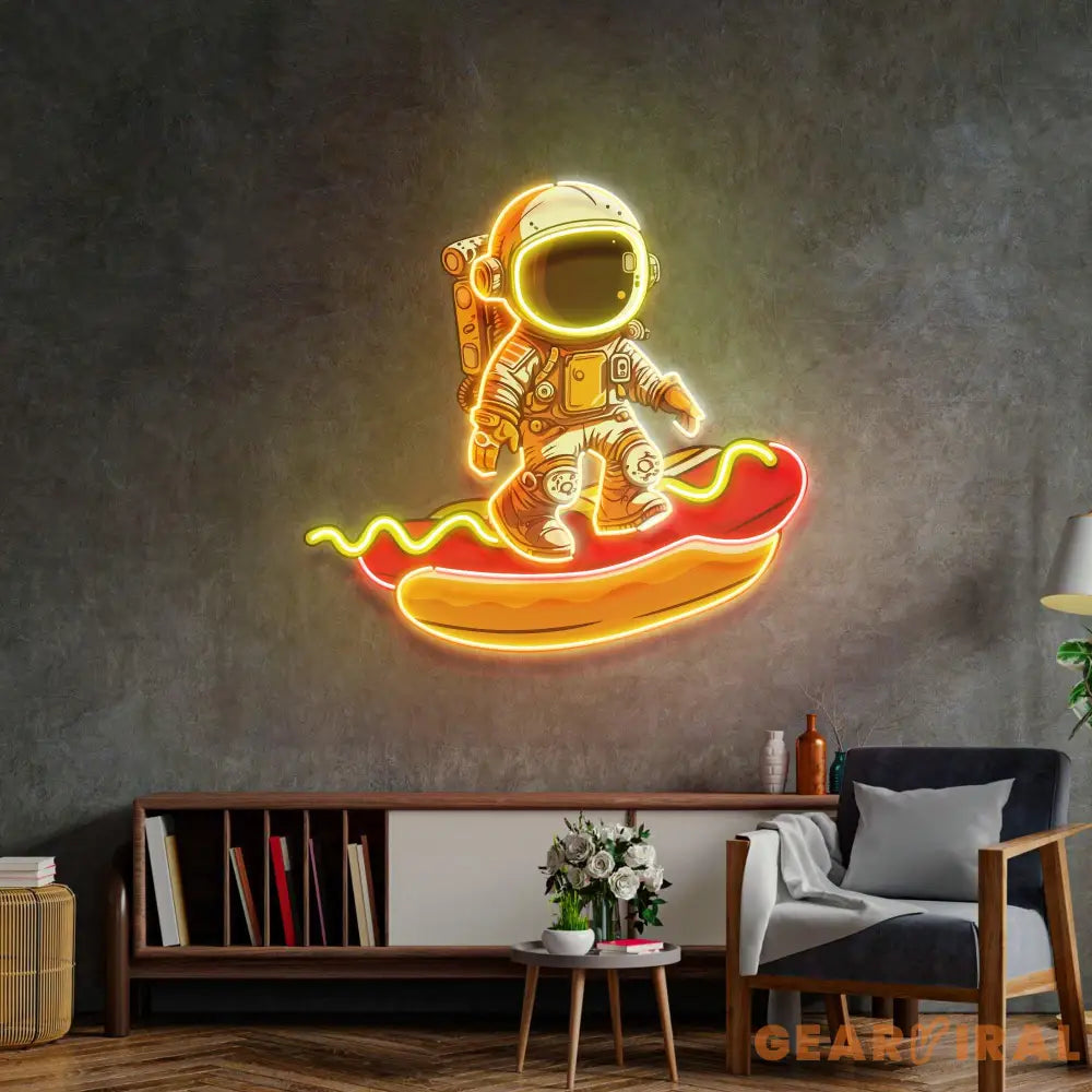 Astronaut on Hotdog Led Neon Acrylic Artwork
