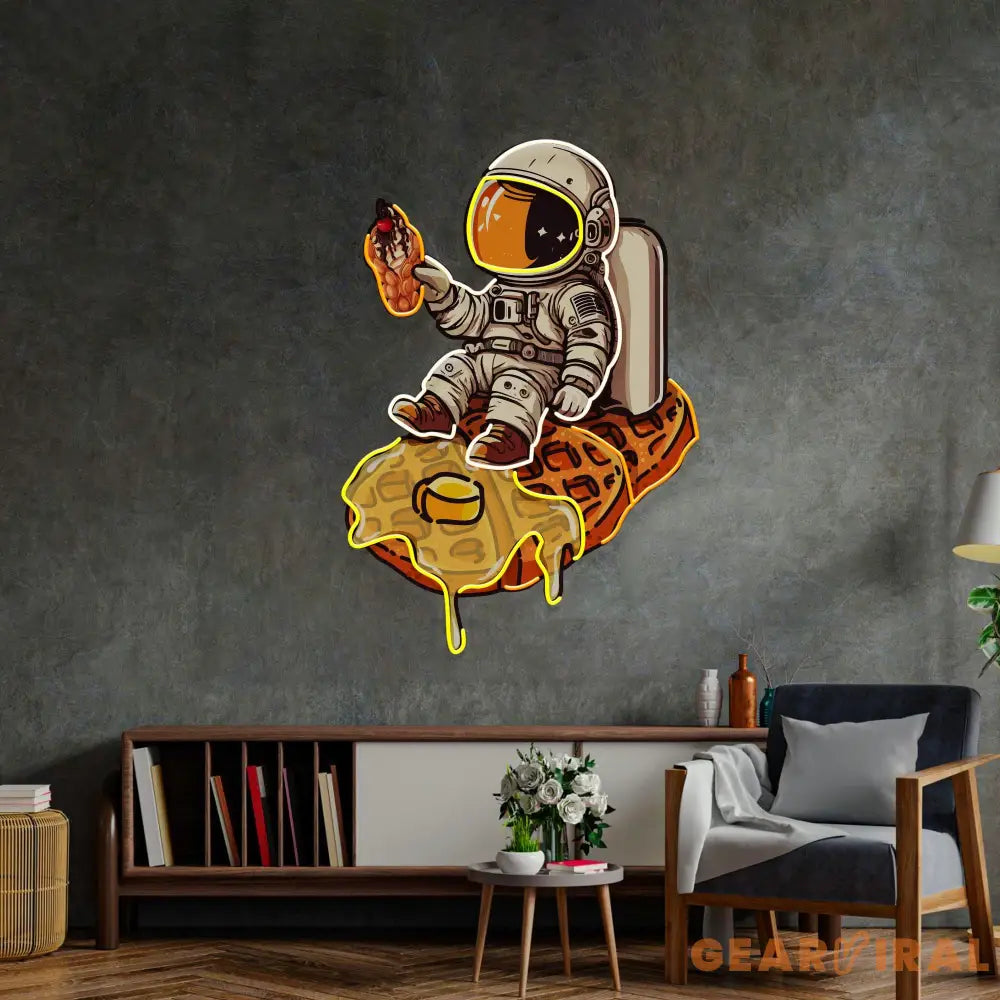 Astronaut on Waffle Led Neon Acrylic Artwork