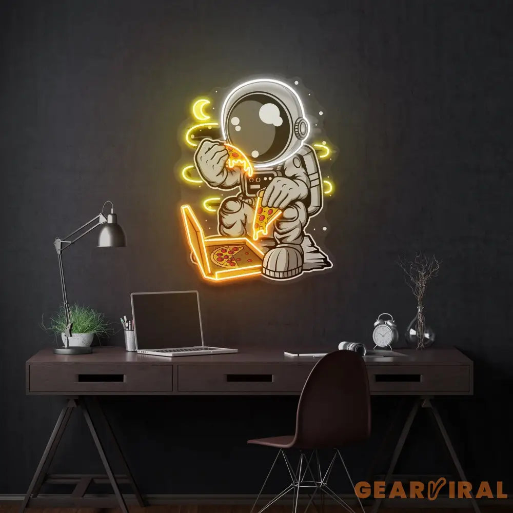 Astronaut Pizza Cartoon Artwork Led Neon Sign Light