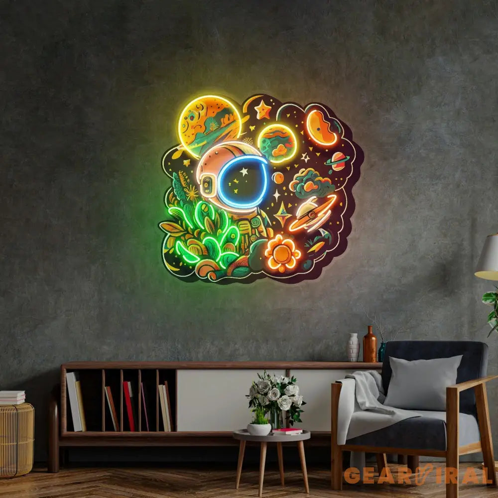 Astronaut Plant Universe LED Neon Sign Light Pop Art