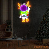 Astronaut Reindeer Christmas Led Neon Acrylic Artwork