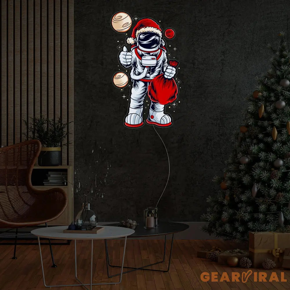 Astronaut Santa Christmas 3 Led Neon Acrylic Artwork
