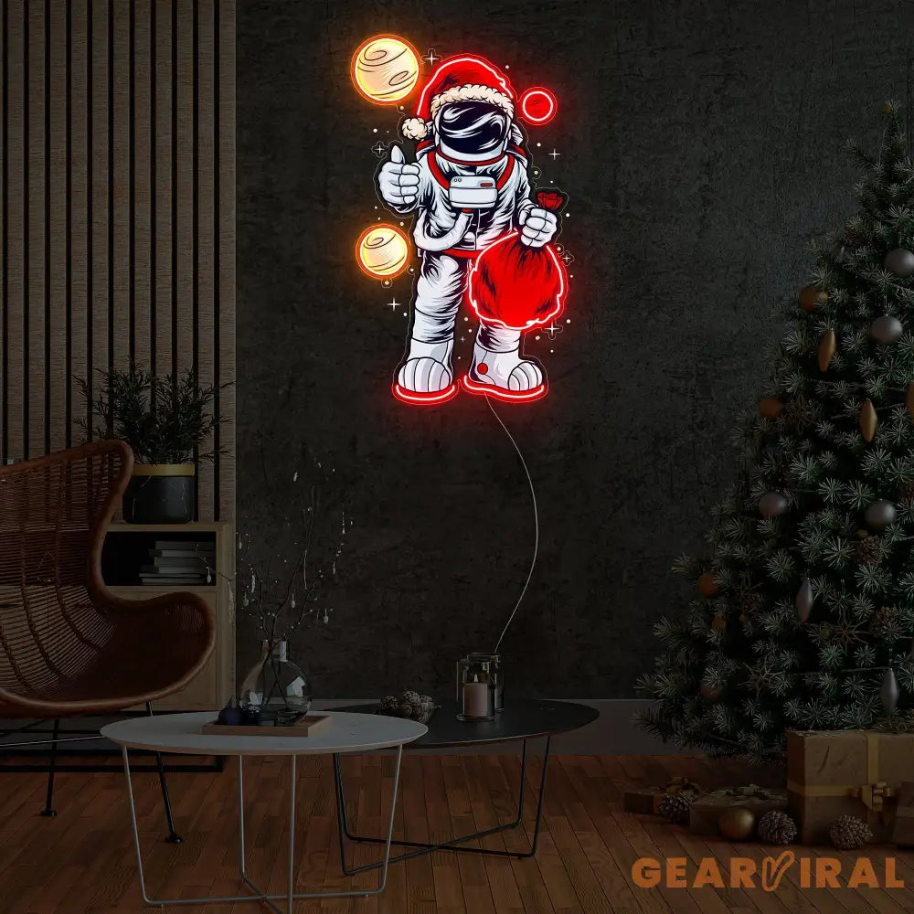 Astronaut Santa Christmas 3 Led Neon Acrylic Artwork