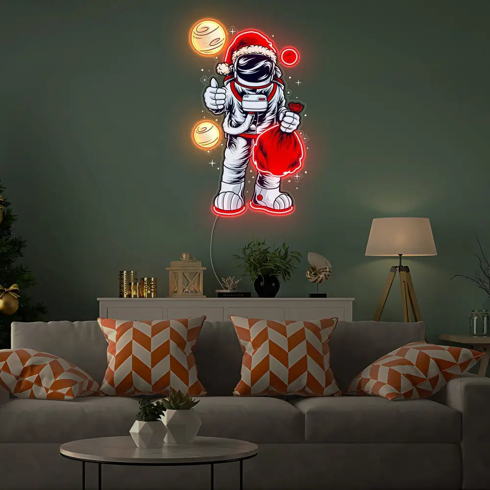 Astronaut Santa Christmas 3 Led Neon Acrylic Artwork