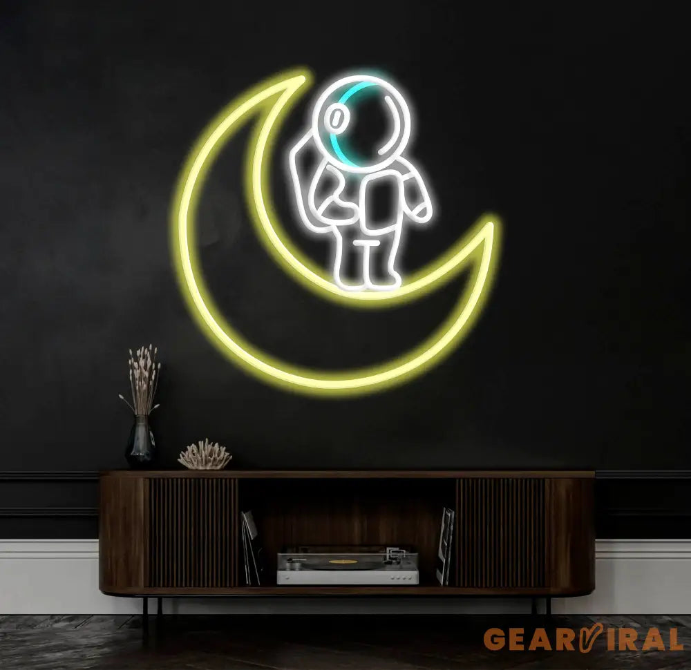 Astronaut Sitting on The Moon Neon Sign Led Neon Lights for Wall Decor Light Up Signs for Bedroom Party Decorations